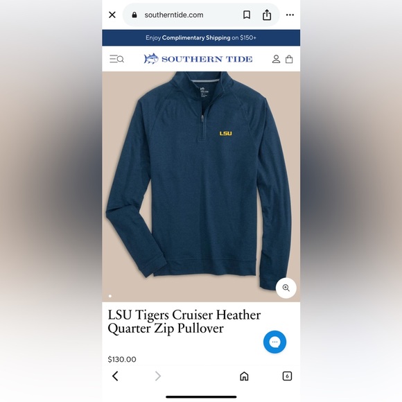 Southern Tide LSU Louisiana State Geaux Tigers Men’s Quarter-Zip Pullover Medium - Picture 9 of 12